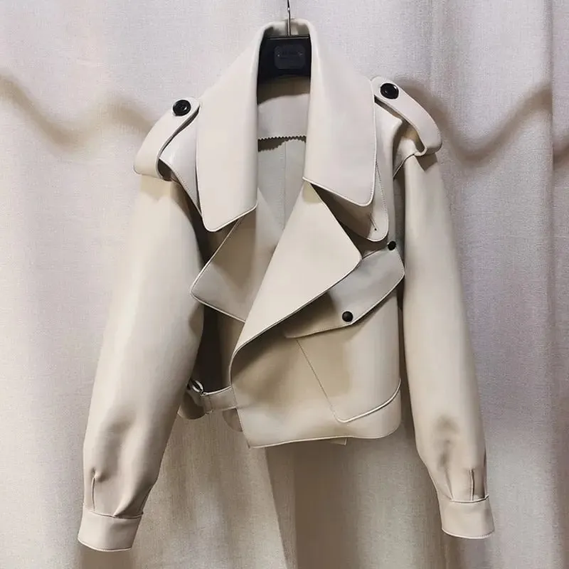 Motorcycle Biker Short Pu Leather Coat