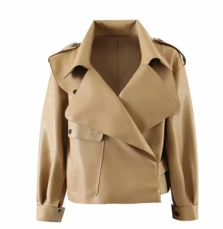 Motorcycle Biker Short Pu Leather Coat