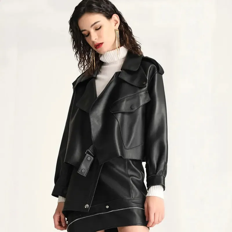 Motorcycle Biker Short Pu Leather Coat
