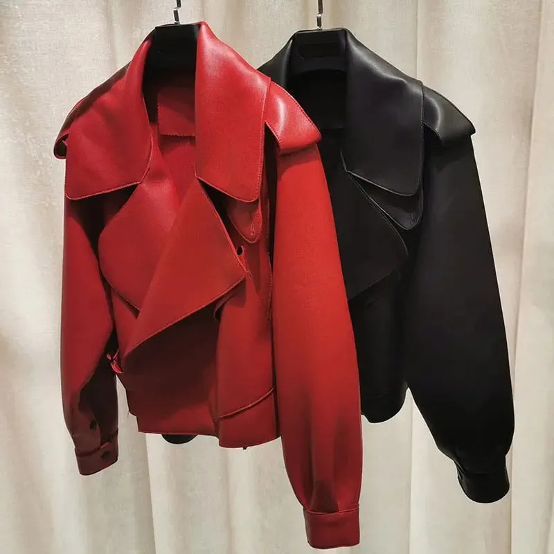 Motorcycle Biker Short Pu Leather Coat