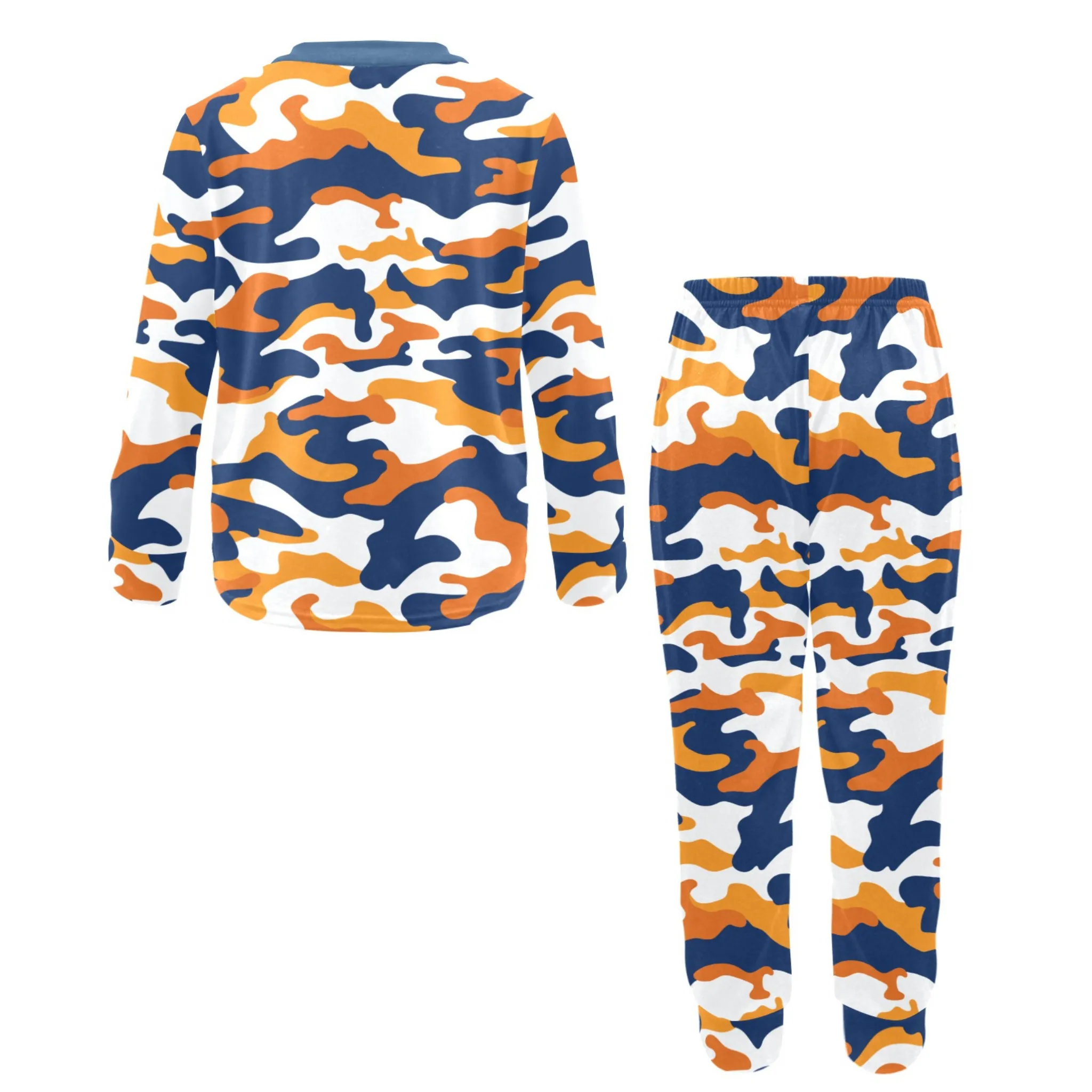 Orange Camo Boys' Pajama Set |  | Crew Neck Long Pajama Set | Soft Long Sleeve Sleepwear for Lounging and Relaxing