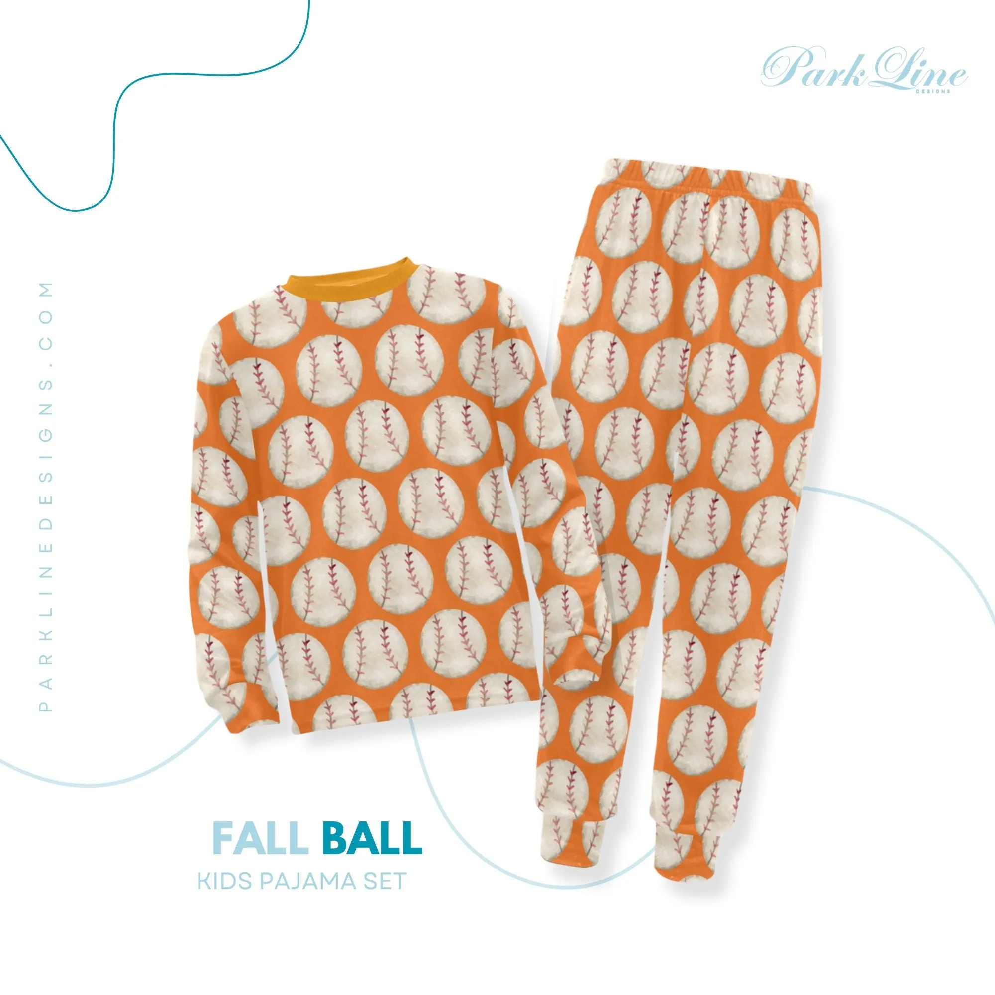Orange Camo Boys' Pajama Set |  | Crew Neck Long Pajama Set | Soft Long Sleeve Sleepwear for Lounging and Relaxing