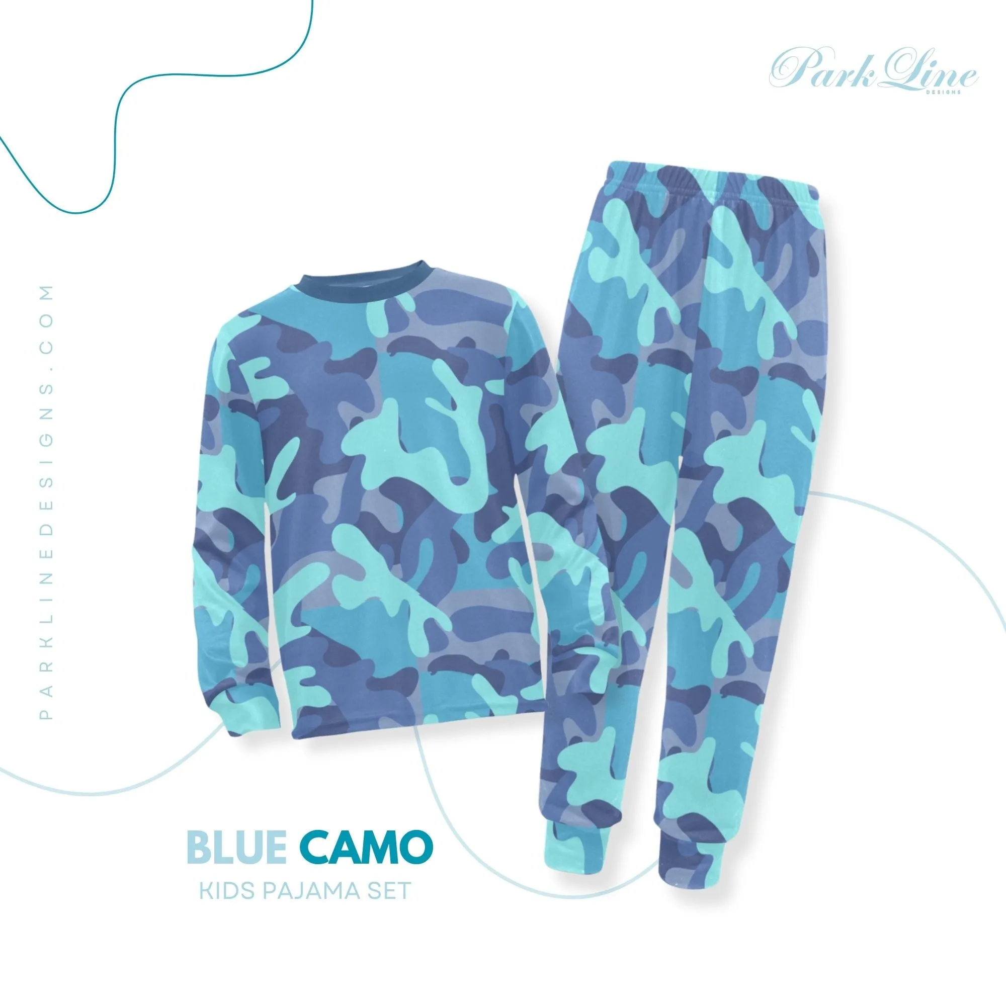 Orange Camo Boys' Pajama Set |  | Crew Neck Long Pajama Set | Soft Long Sleeve Sleepwear for Lounging and Relaxing