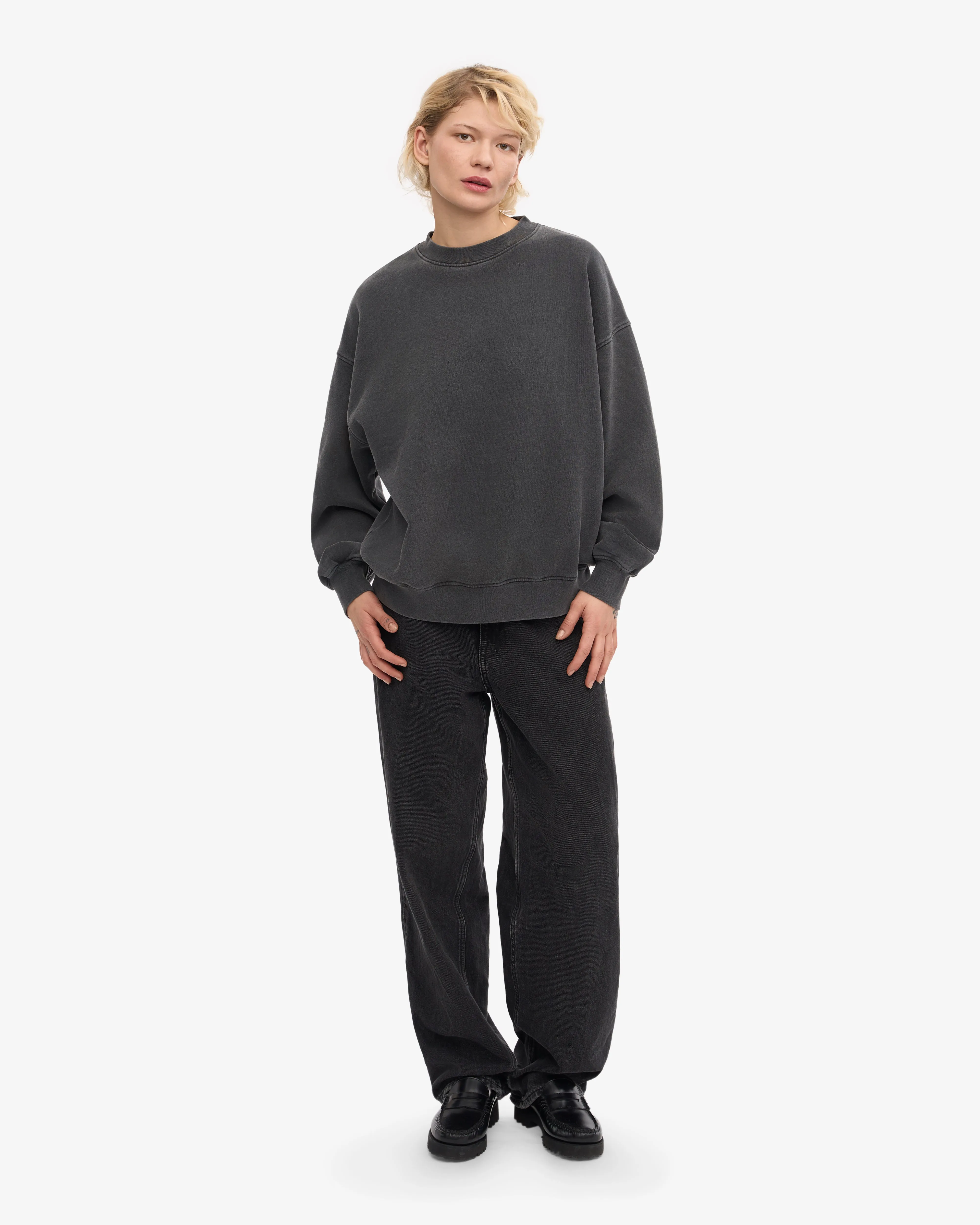 Organic Oversized Crew - Faded Black