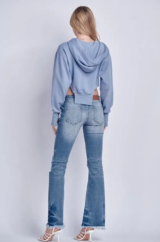 Oxia Low Rise Stretch Distressed Bootcut Jeans
