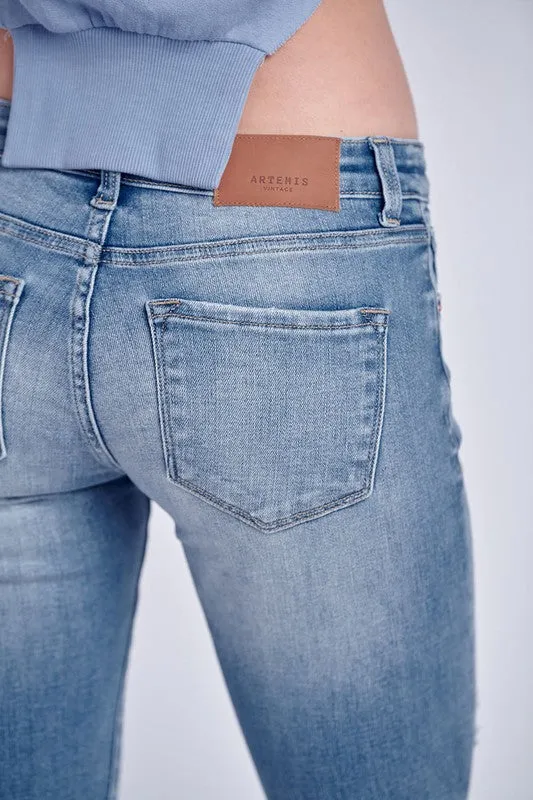 Oxia Low Rise Stretch Distressed Bootcut Jeans