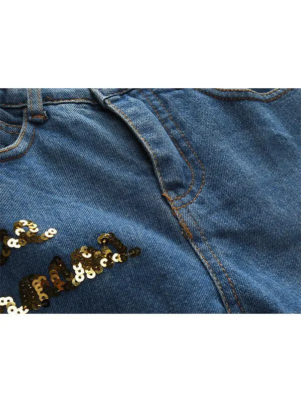Red Roses Sweater Ripped-Style Jeans Set Long sleeve Top   Cool Trousers