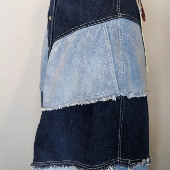 Sass & Bide Denim Patchwork A Line A-Line Midi Skirt
