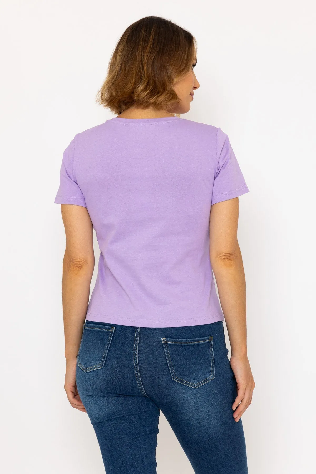 Short Sleeve V-Neck Tee in Purple