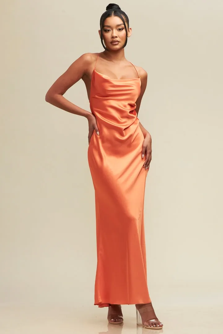 Silky Satin Chain Bias Dress
