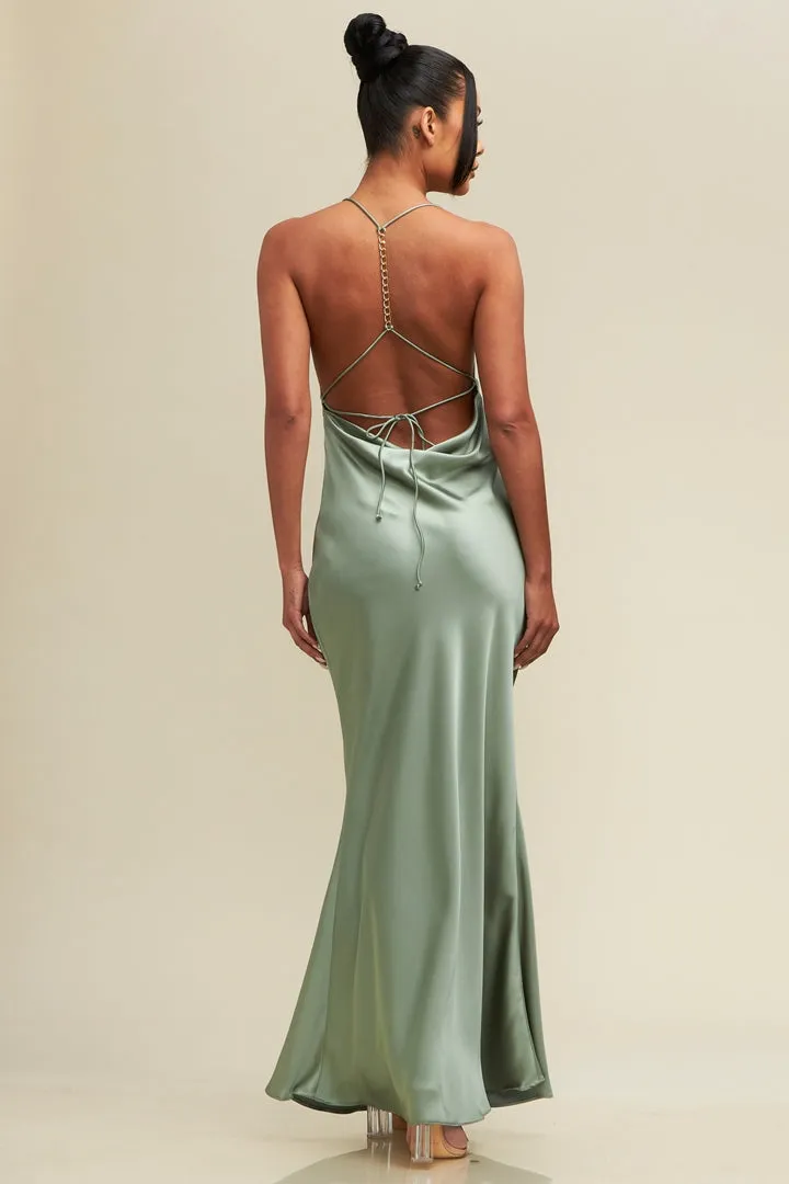 Silky Satin Chain Bias Dress