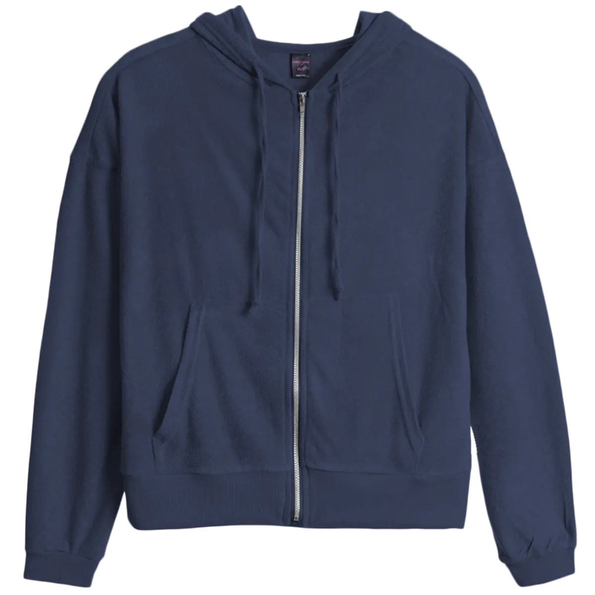 Soft French Terry Full Zip Hoodie - Navy