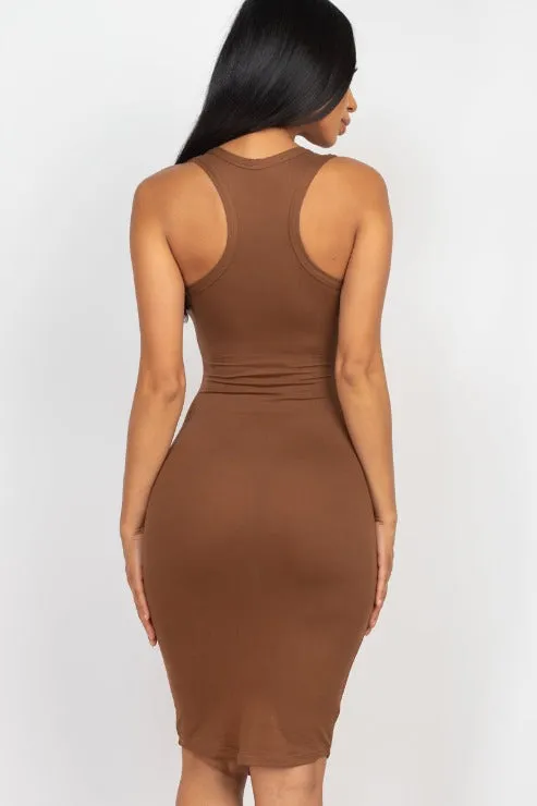 Split Neck Tank Mini Bodycon Dress (CAPELLA)