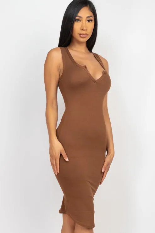 Split Neck Tank Mini Bodycon Dress (CAPELLA)