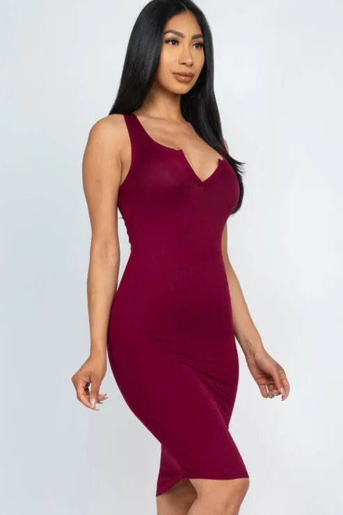 Split Neck Tank Mini Bodycon Dress (CAPELLA)