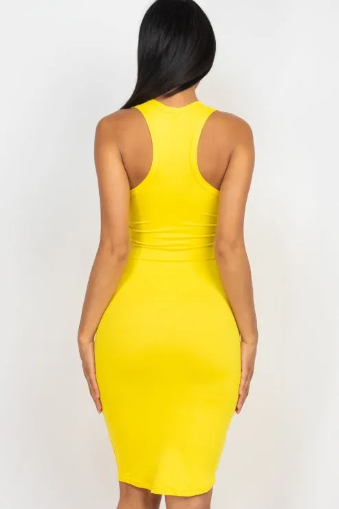 Split Neck Tank Mini Bodycon Dress (CAPELLA)