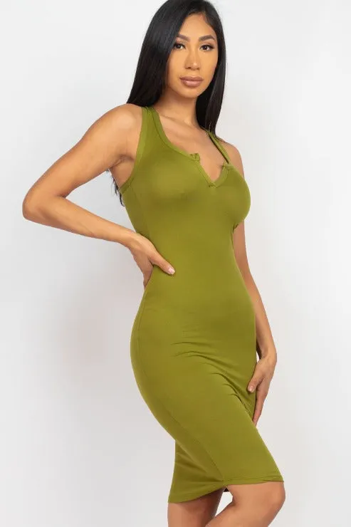 Split Neck Tank Mini Bodycon Dress (CAPELLA)