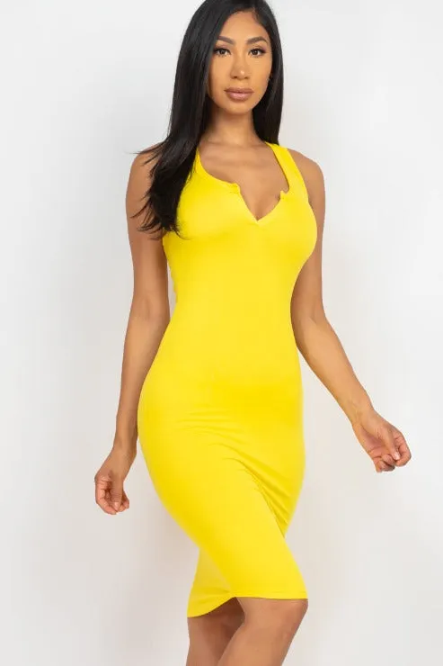 Split Neck Tank Mini Bodycon Dress (CAPELLA)