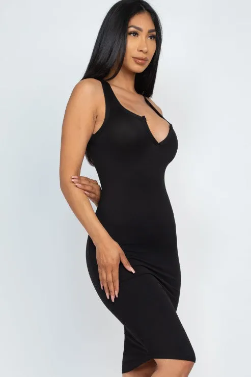 Split Neck Tank Mini Bodycon Dress (CAPELLA)