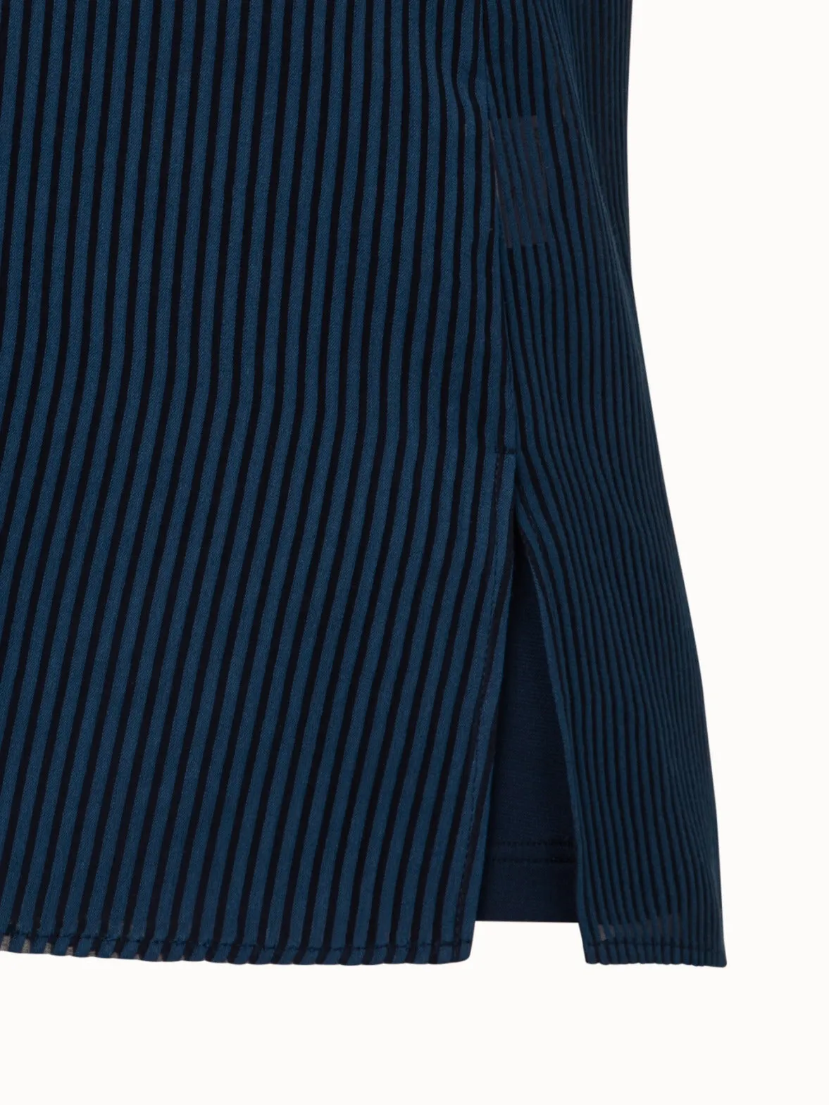 Striped Cotton Silk Organza Blouse with Ruffles