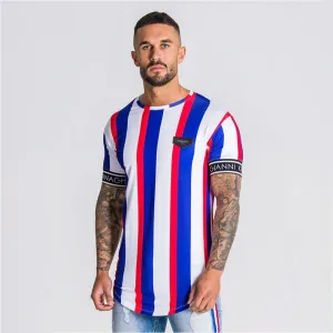 Striped Summer SikSilk T-Shirt - Blue