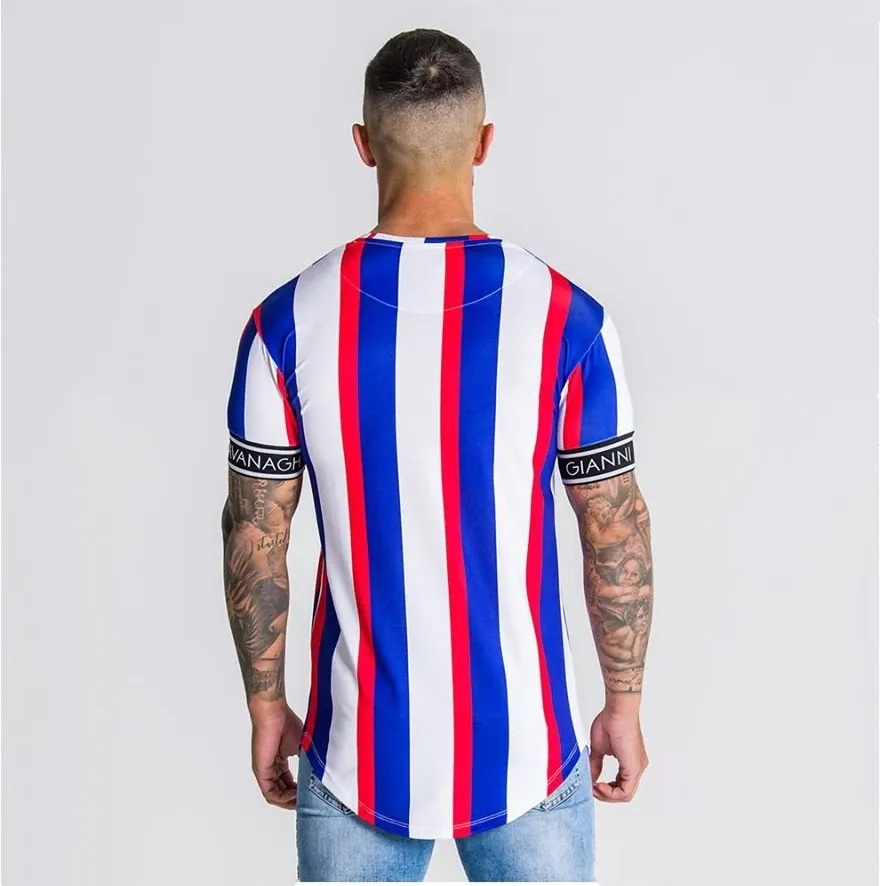 Striped Summer SikSilk T-Shirt - Blue