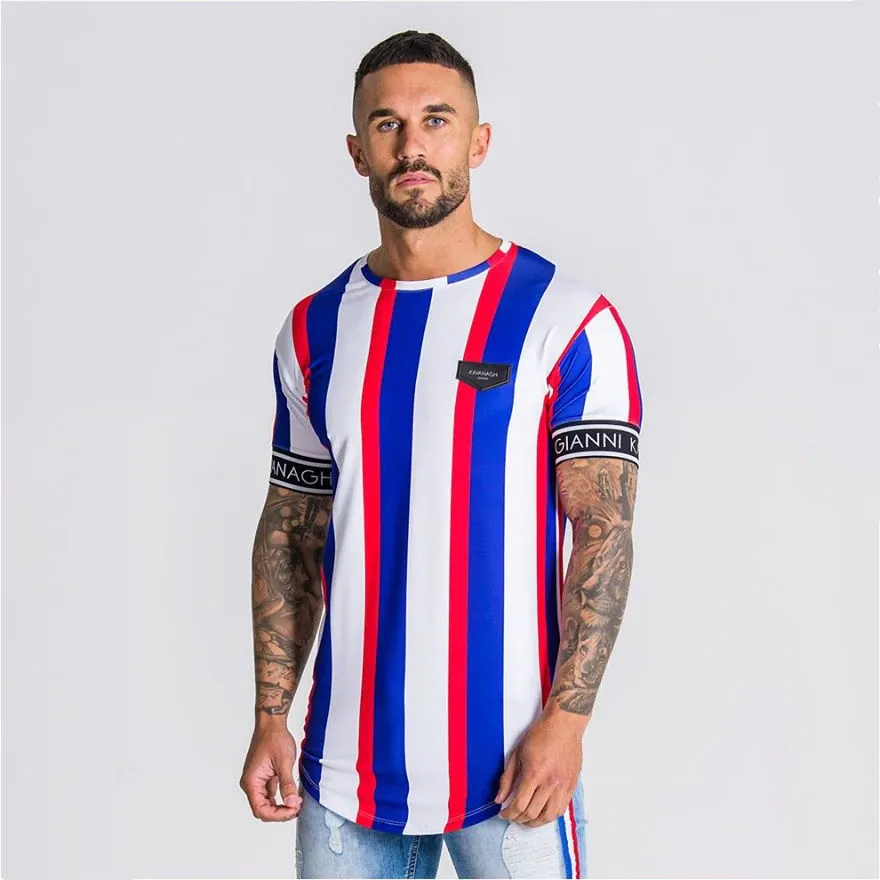 Striped Summer SikSilk T-Shirt - Blue
