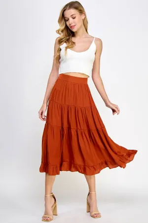 TIERED MIDI SKIRT