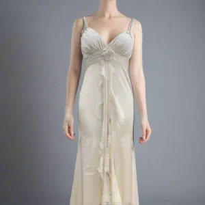 Trend4us Women's Elegant Satin Ruffle Evening Maxi Dress