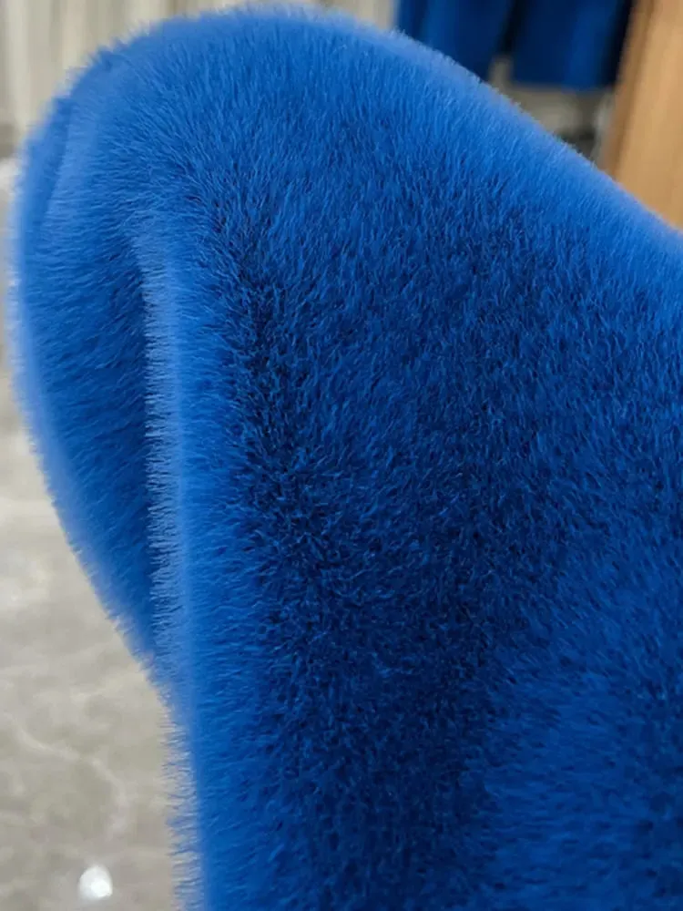 Women Fluffy Faux Fur Hooded Long Trench Coat