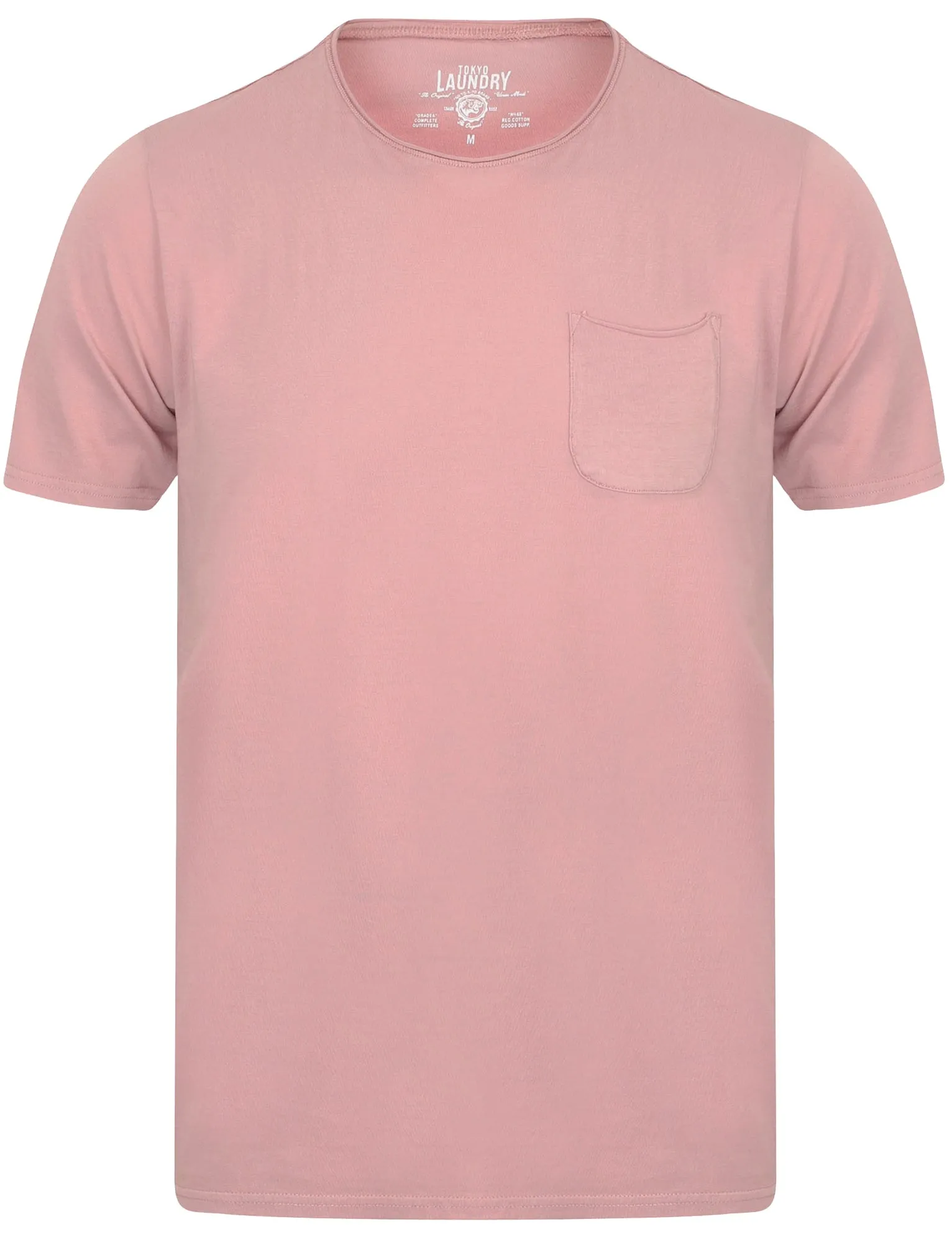 Zac Crew Neck Cotton T-Shirt with Pocket In Light Pink - Tokyo Laundry